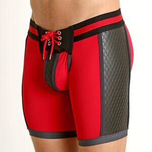 CBS098 Cell Block 13 Gridiron Neoprene Panel Short Red